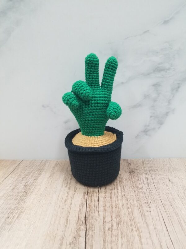 Crocheted Posable Cactus Hand in Black Flower Pot | The Eclectic Chic Boutique