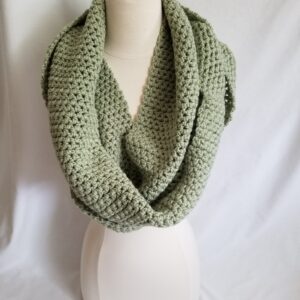 fern green crochet infinity scarf