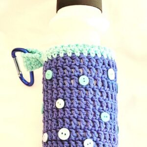 Water Bottle Holder with Carabiner Clip - Blue/Pastel Green