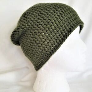 olive green crochet beanie hat, Yolanda's Creaions