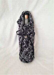 Yolanda's Creations, Black and Grey Crochet Wine Bottle Bag