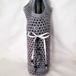 Heather Grey Crochet Wine Bottle Bag, Yolanda's Creations
