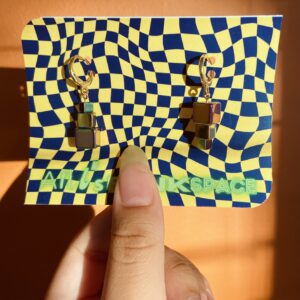 Rainbow hematite Stacked square lever back earrings