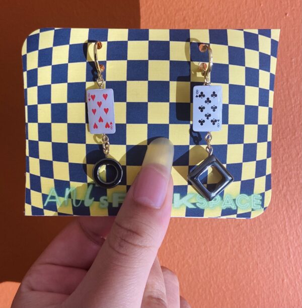 Playing card laver back earrings