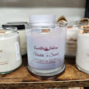 Violets 'n Suede - Marbled Soy Wax Wood Wick Candle, 9 oz