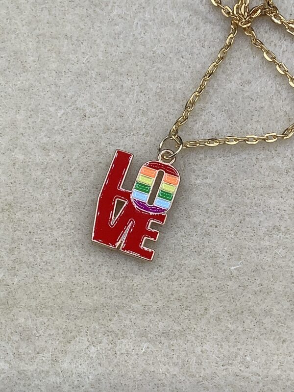 Pride LOVE charm on 20” necklace