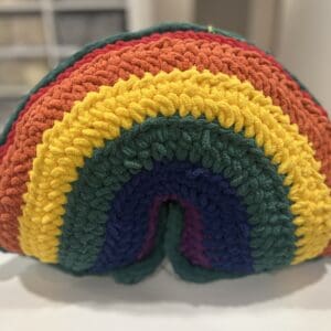 Large Crochet Rainbow Pillow
