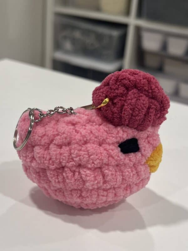 Plush Chicken Crocheted Keychain/Clip-on