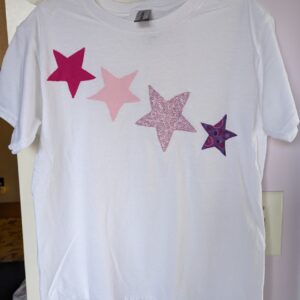 White tee with four pink stars