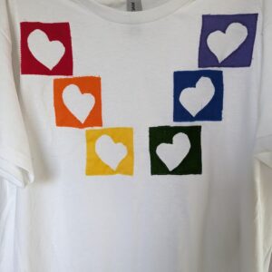 White t-shirt with gay pride colors