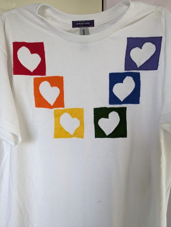 White t-shirt with gay pride colors