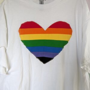 White t-shirt with gay pride heart