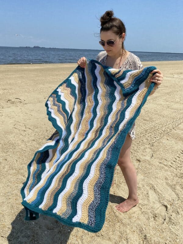 Ocean-Inspired Crochet Ripple Throw Blanket