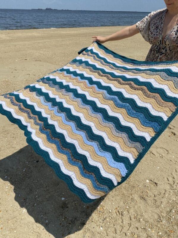 Ocean and Sands Crochet Ripple Throw Blanket