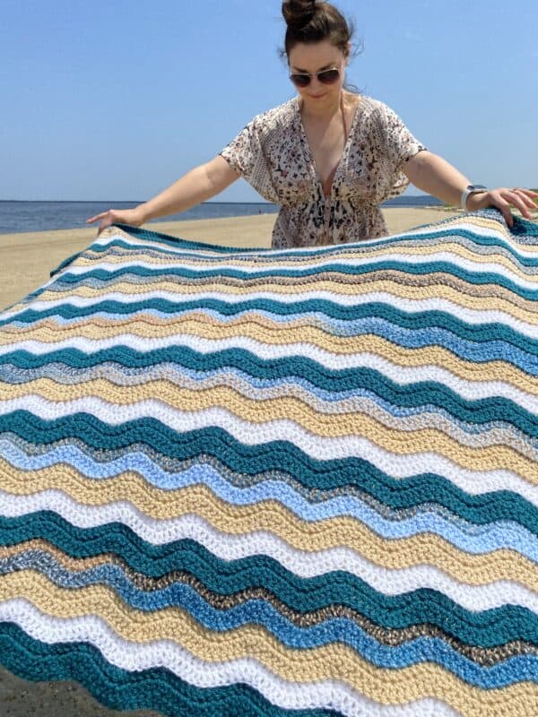 Ocean Ripples Crochet Throw Blanket