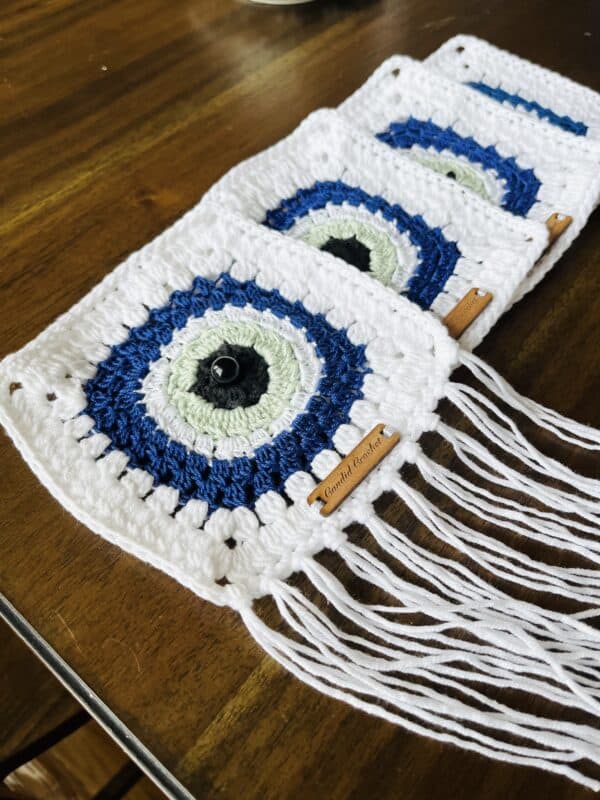 Crochet Evil Eye Wall Hanging Production