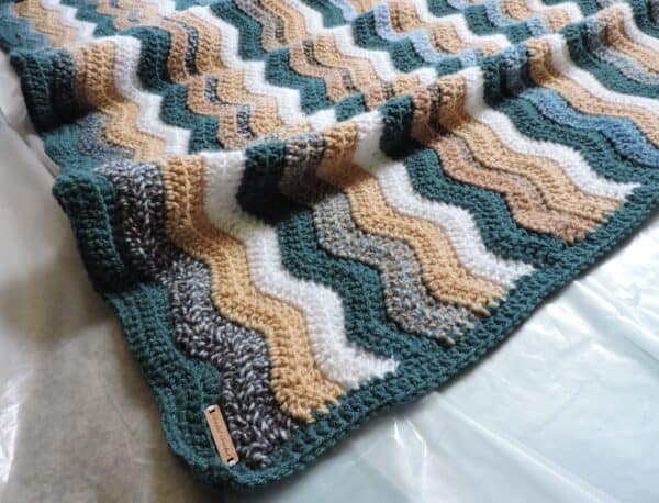 Ocean-Themed Crochet Ripple Throw Blanket