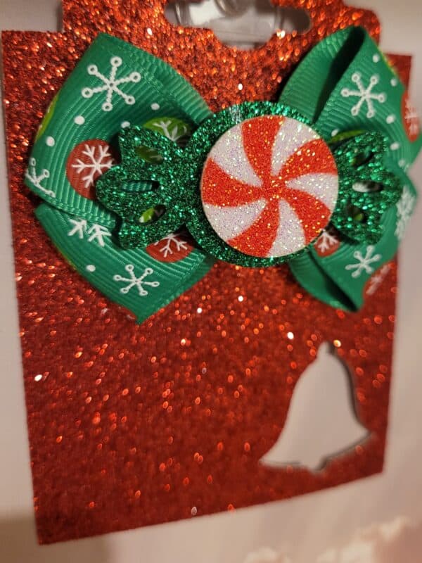 Peppermint Charm Green Ribbon Bow