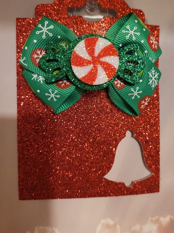 Peppermint Charm Green Ribbon Bow - Image 3