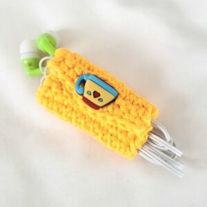Crochet Cord Keeper - Yellow Teacup