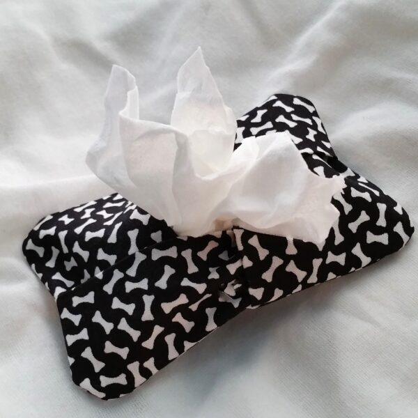 Fabric Tissue Holder - Black/White - Dog Bone - Image 5