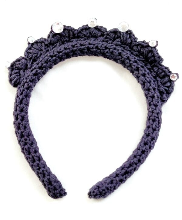 Headband, Crochet Headband - Black Tiara - Image 2