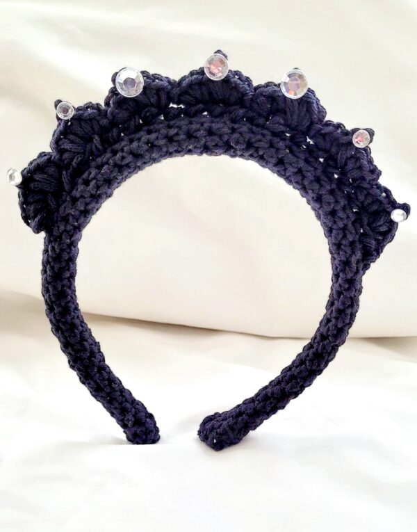 Headband, Crochet Headband - Black Tiara