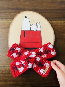 Red Gingham Snoopy Wood Slice Wall Art