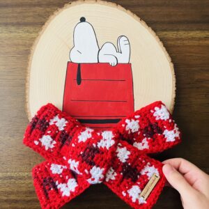 Red Gingham Snoopy Wood Slice Wall Art