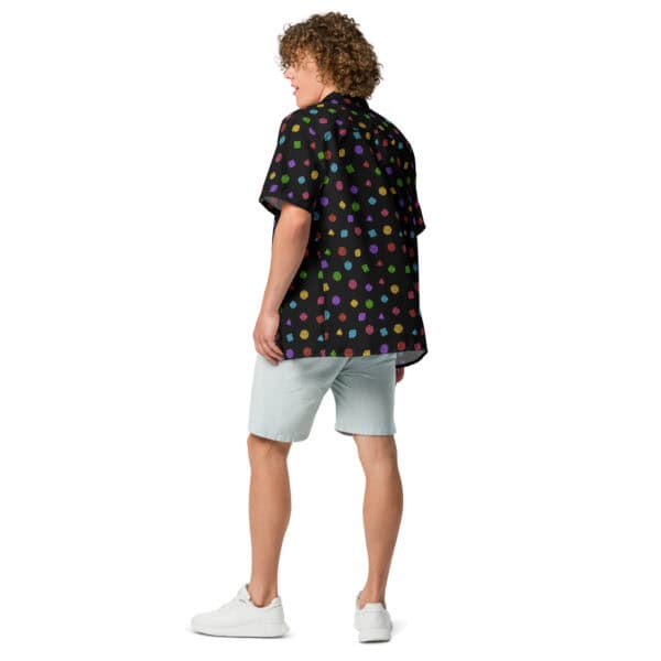 Colorful Pixel D20 Dice Unisex button shirt - Image 5