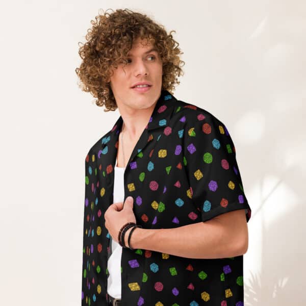 Colorful Pixel D20 Dice Unisex button shirt