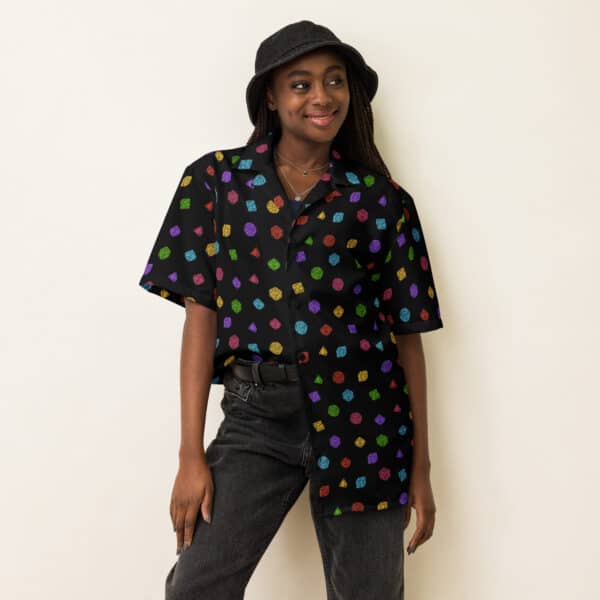 Colorful Pixel D20 Dice Unisex button shirt - Image 6