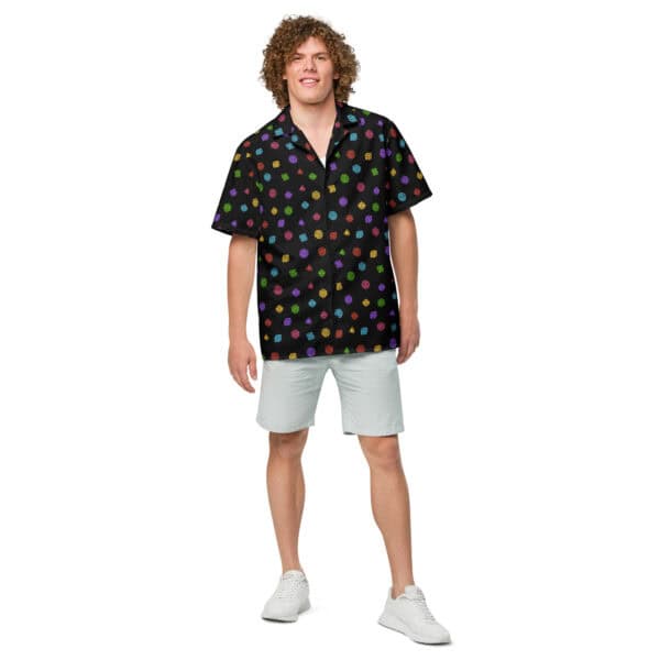 Colorful Pixel D20 Dice Unisex button shirt - Image 7