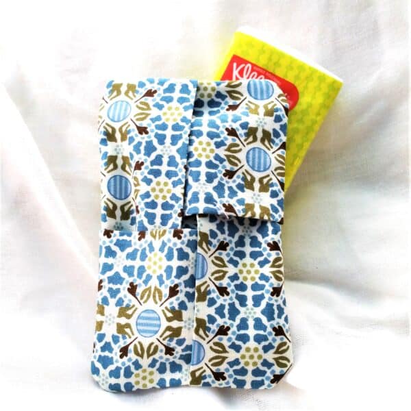 Fabric Tissue Holder - Tan/Blue - Image 2