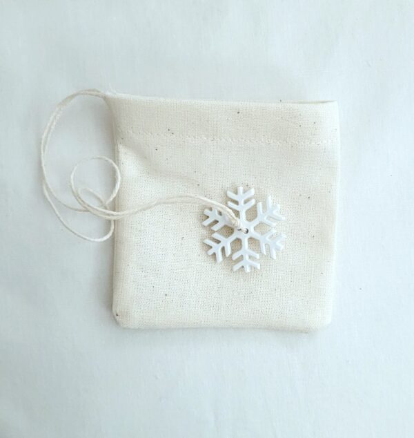 Fabric Reusable Tea Bag, Muslin Cotton Fabric, Snowflake Button