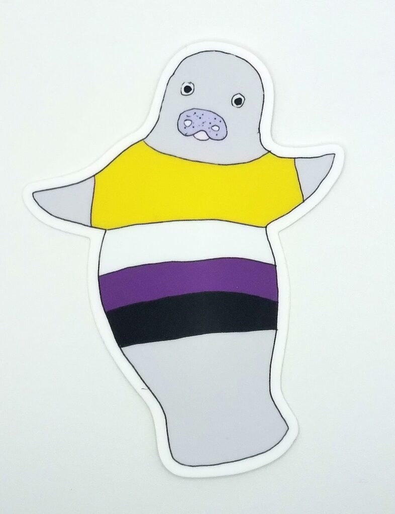 Non-binary Manatee Sticker