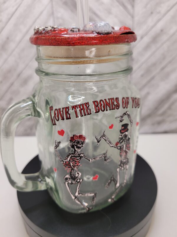 Valentine Skeleton Couple Mason Jar - Image 2