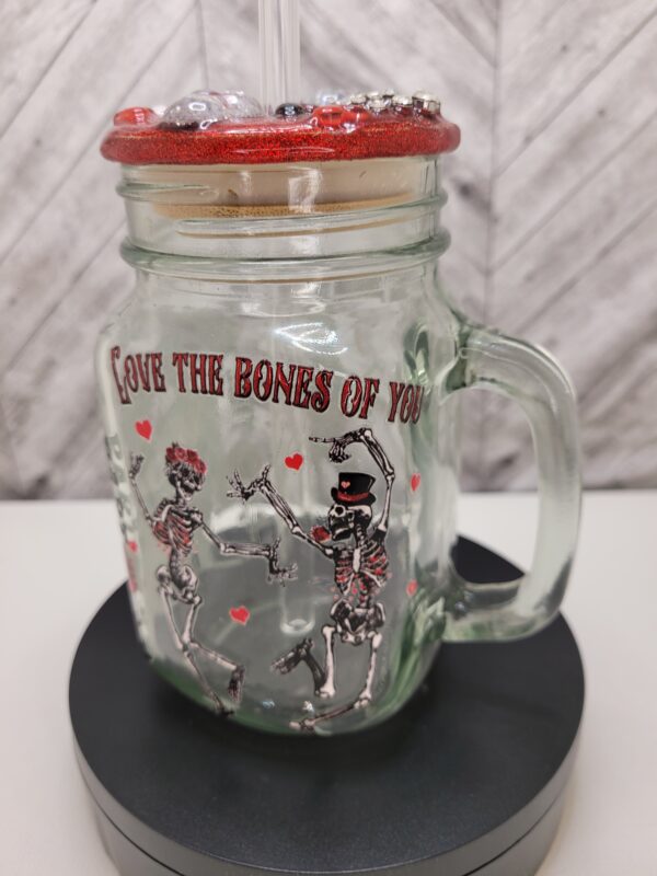 Valentine Skeleton Couple Mason Jar - Image 3