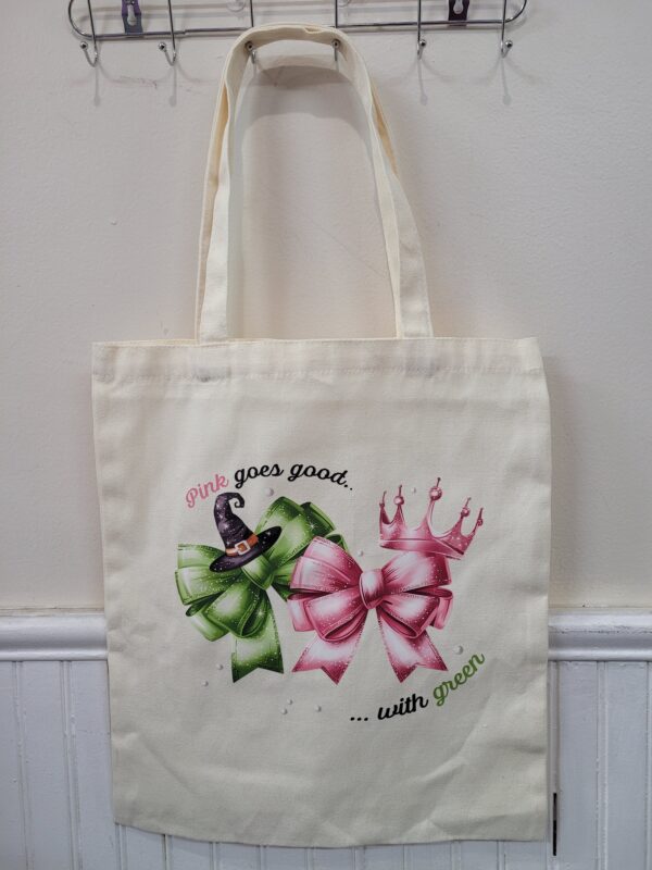 Wicked Pink & Green Bow Tote Bag