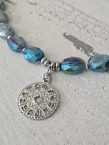 Blue Beaded Zodiac Necklace