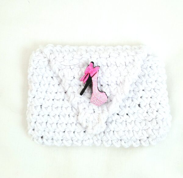 Gift Card Holder - White with Pink High Heel Button