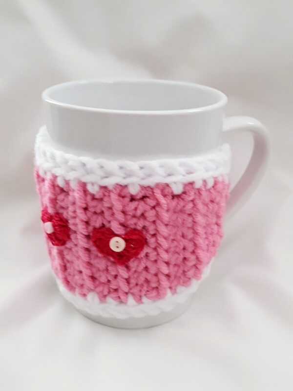 Cup Cozy - Pink with Red Mini Hearts - Image 5