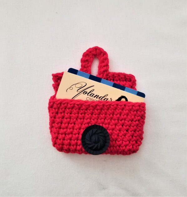 Gift Card Holder - Red with Black Swirl Button - Image 2