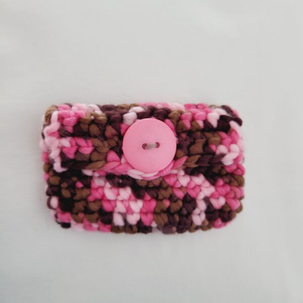 Gift Card Holder - Pink and Brown with Pink Button