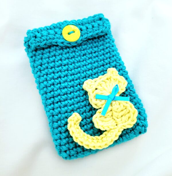 Gift Card Holder - Turquoise with Yellow Cat - Image 3