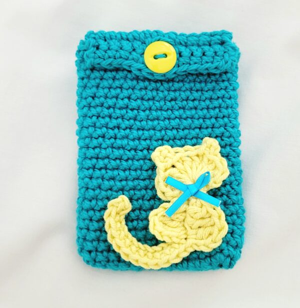 Gift Card Holder - Turquoise with Yellow Cat