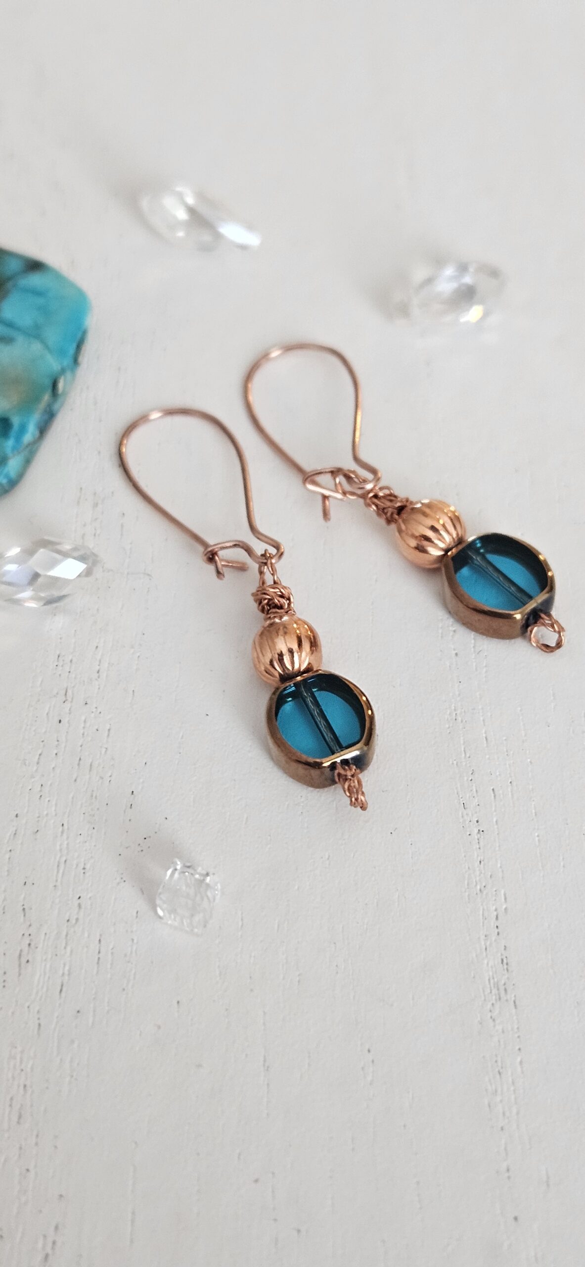 Handmade Copper and Blue Earrings 1