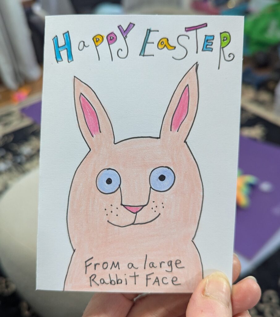 Funny Easter Card with Big Rabbit Face