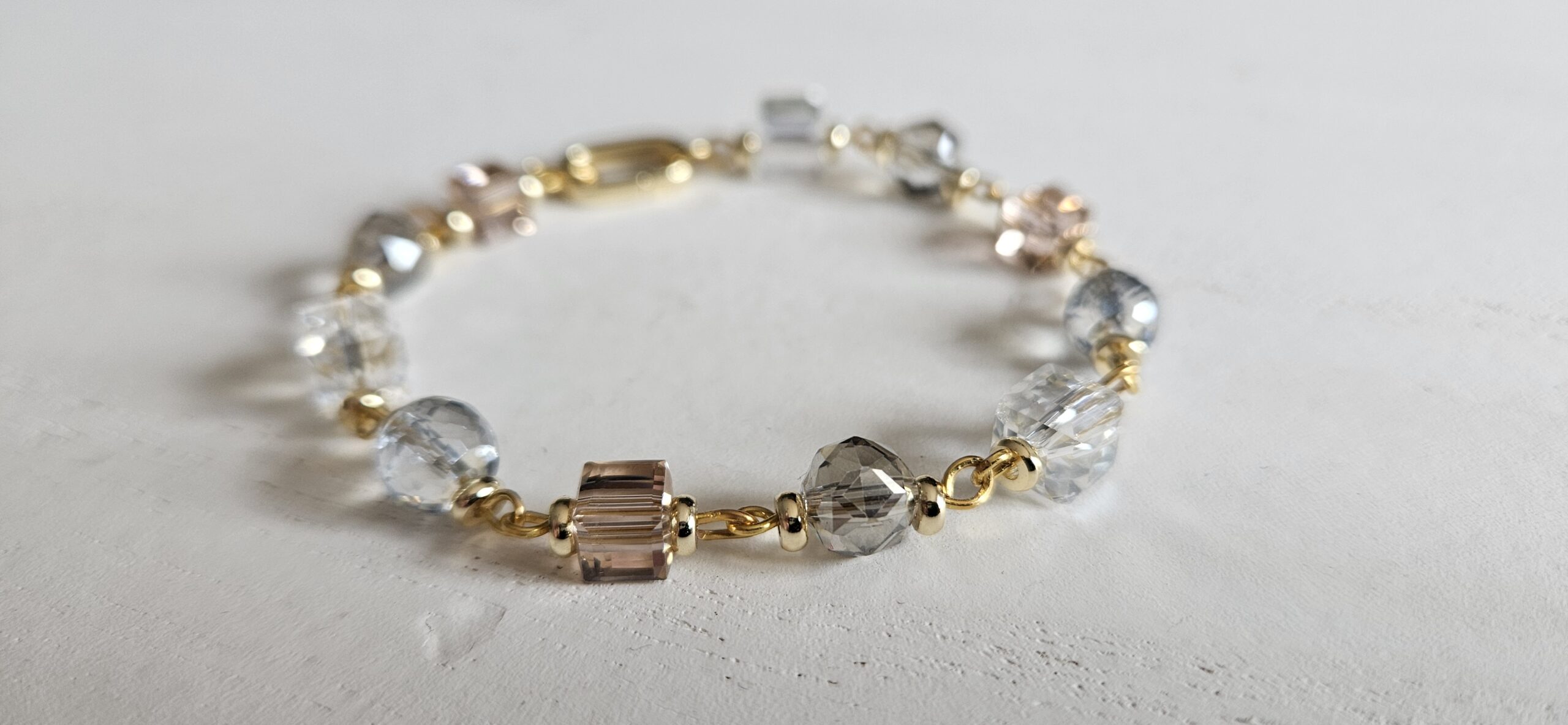 Swaroski And Glass Bead Mixed Bracelet 1