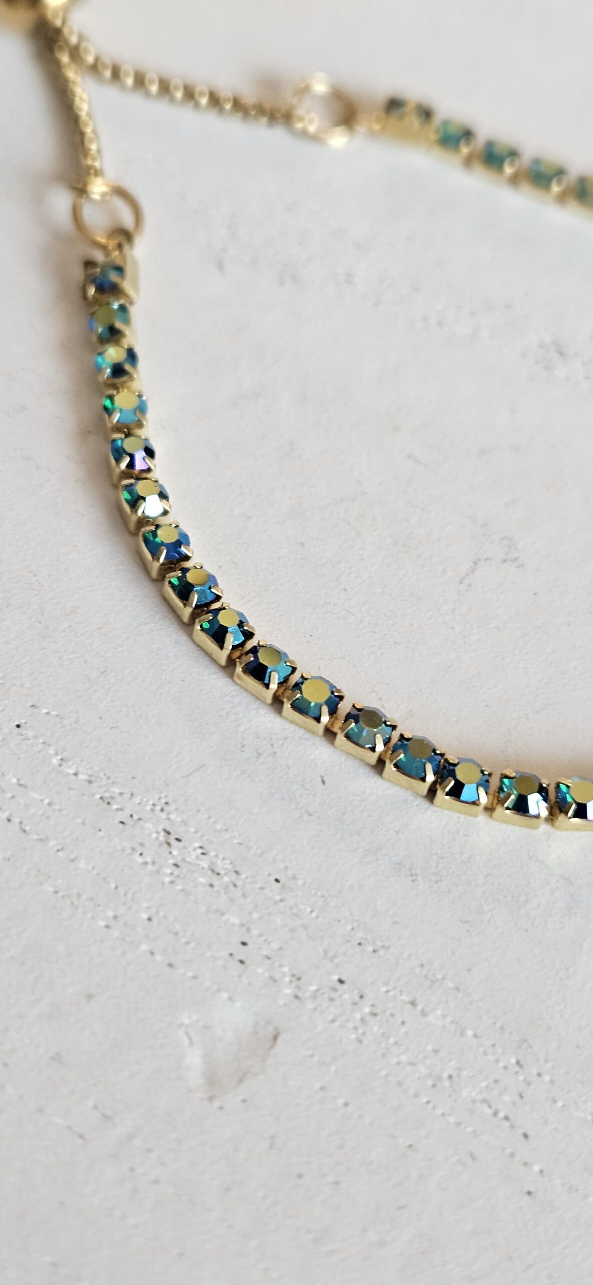 Rhinestone Adjustable Bracelet Emerald 1